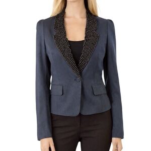 Hanii Y Navy Blue Bead Embellished Jacket